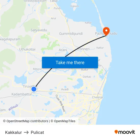 Kakkalur to Pulicat map