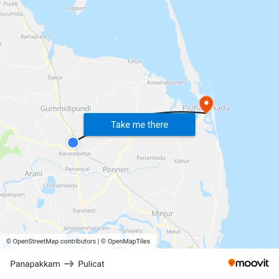 Panapakkam to Pulicat map