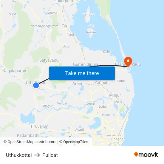 Uthukkottai to Pulicat map
