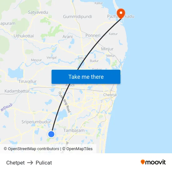 Chetpet to Pulicat map