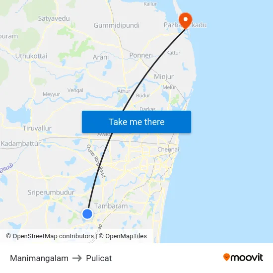 Manimangalam to Pulicat map