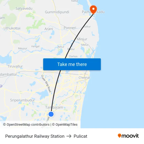 Perungalathur Railway Station to Pulicat map