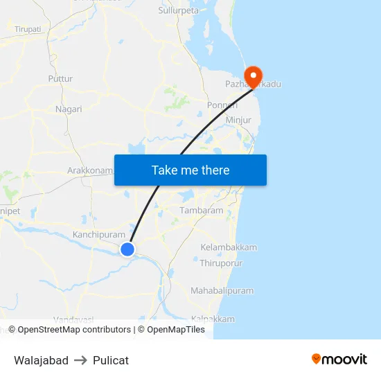Walajabad to Pulicat map