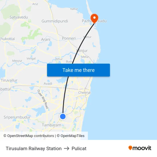 Tirusulam Railway Station to Pulicat map