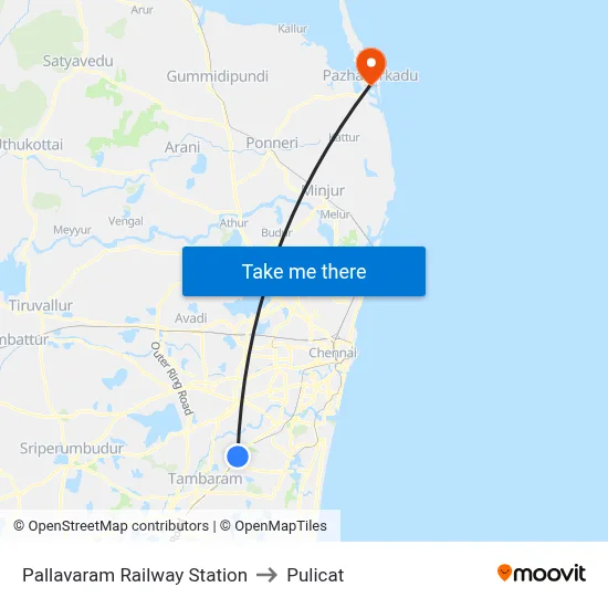 Pallavaram Railway Station to Pulicat map