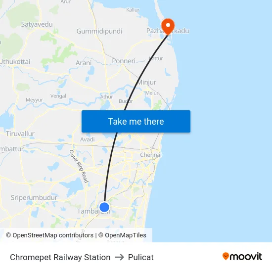 Chromepet Railway Station to Pulicat map