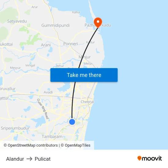 Alandur to Pulicat map