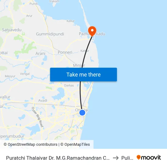 Puratchi Thalaivar Dr. M.G.Ramachandran Central Metro to Pulicat map
