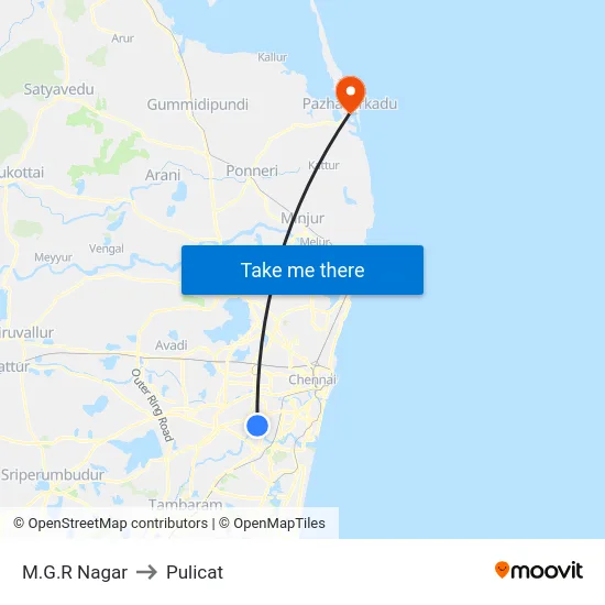M.G.R Nagar to Pulicat map