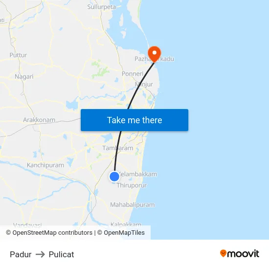 Padur to Pulicat map