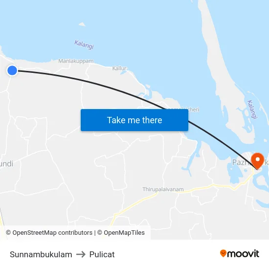 Sunnambukulam to Pulicat map