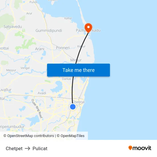 Chetpet to Pulicat map