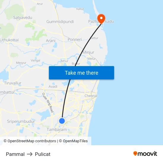 Pammal to Pulicat map