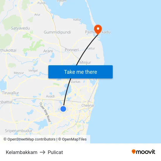 Kelambakkam to Pulicat map