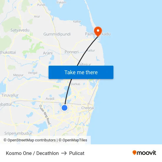 Kosmo One / Decathlon to Pulicat map