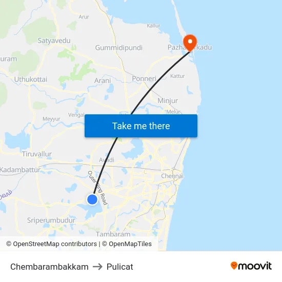 Chembarambakkam to Pulicat map
