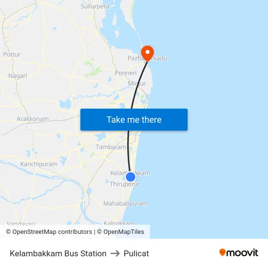 Kelambakkam Bus Station to Pulicat map