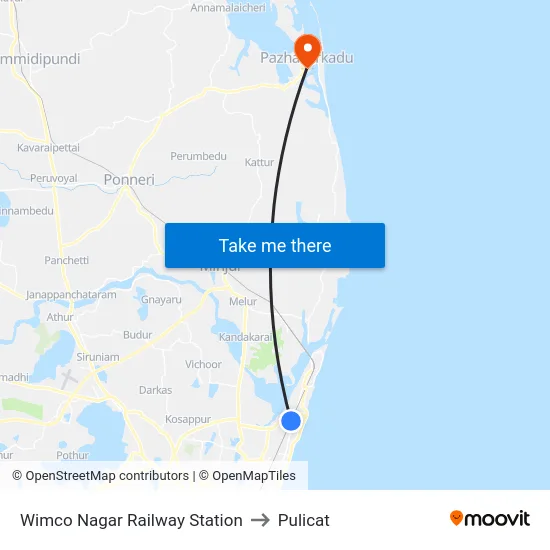 Wimco Nagar Railway Station to Pulicat map