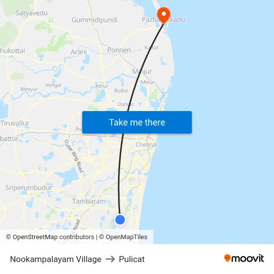 Nookampalayam Village to Pulicat map