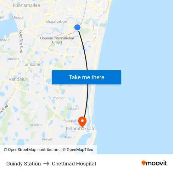Guindy Station to Chettinad Hospital map