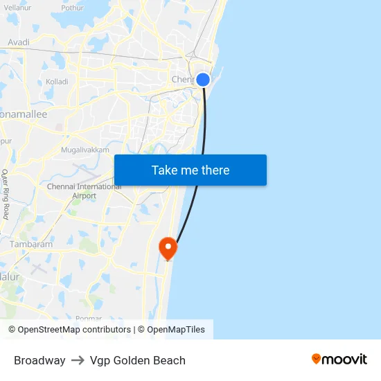 Broadway to Vgp Golden Beach map