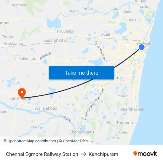 Chennai Egmore Railway Station to Kanchipuram map