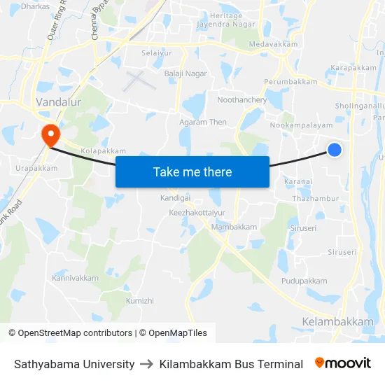 Sathyabama University to Kilambakkam Bus Terminal map