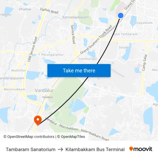 तम्बरम सैनेटोरियम to किलांबक्कम बस टर्मिनल map