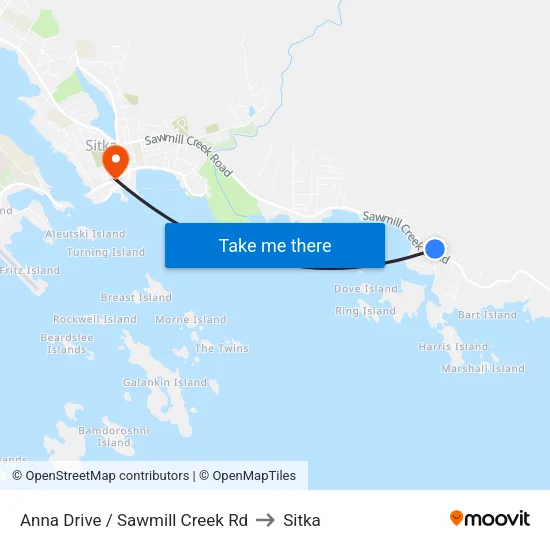 Anna Drive / Sawmill Creek Rd to Sitka map