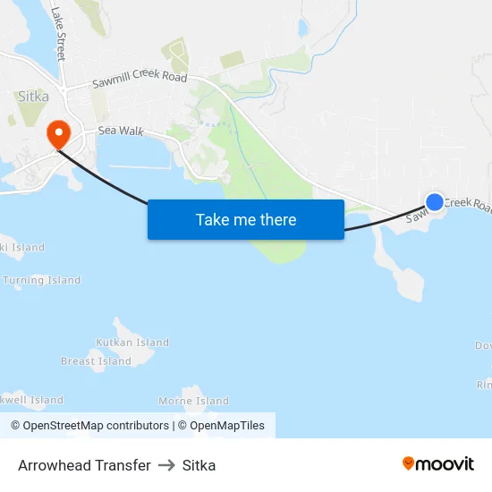 Arrowhead Transfer to Sitka map