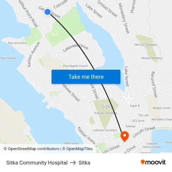Sitka Community Hospital to Sitka map