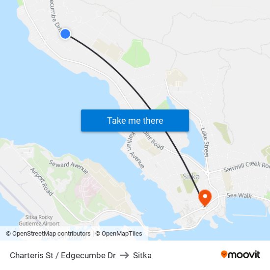 Charteris St / Edgecumbe Dr to Sitka map
