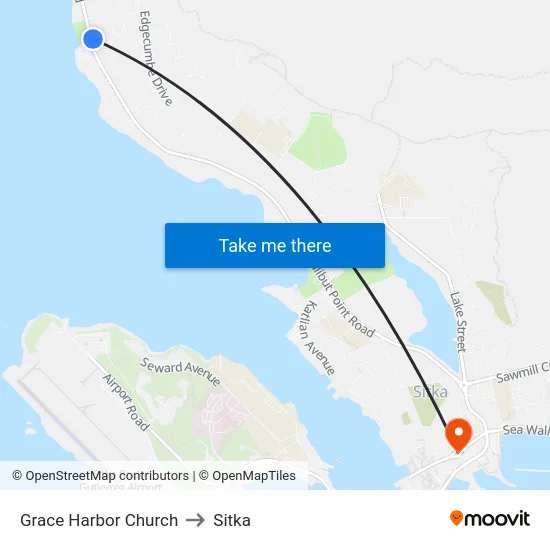 Grace Harbor Church to Sitka map