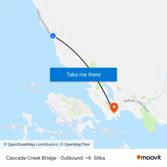 Cascade Creek Bridge - Outbound to Sitka map
