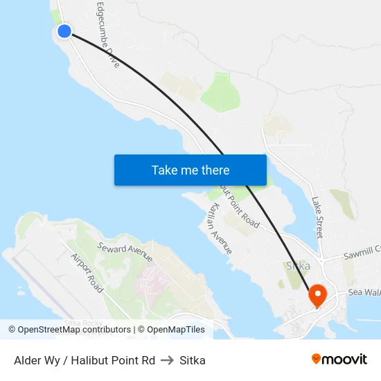 Alder Wy / Halibut Point Rd to Sitka map