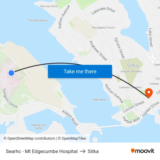Searhc - Mt Edgecumbe Hospital to Sitka map
