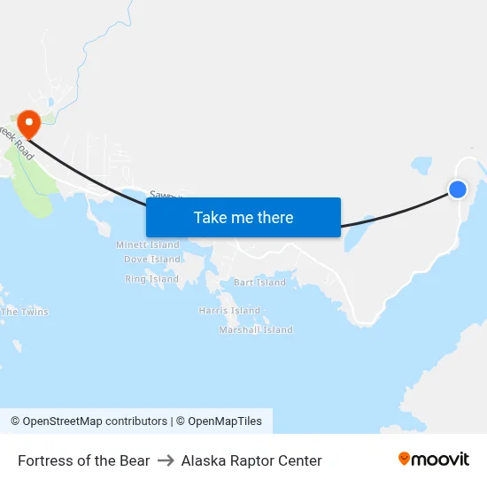 Fortress of the Bear to Alaska Raptor Center map
