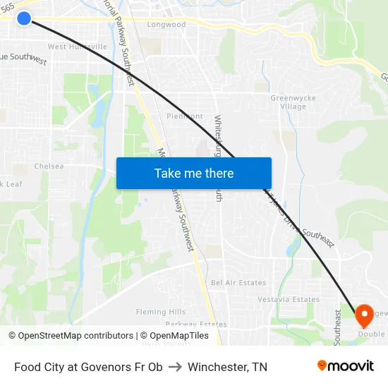 Food City at Govenors Fr Ob to Winchester, TN map