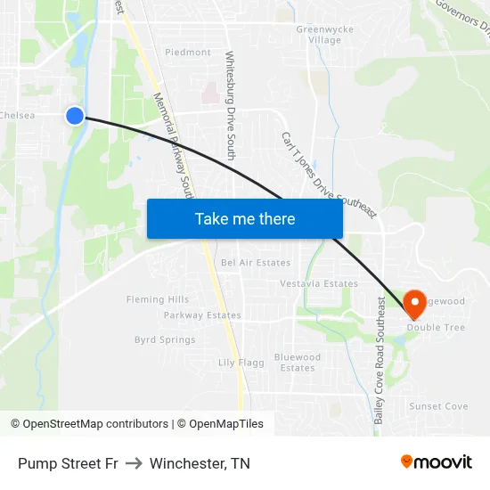 Pump Street Fr to Winchester, TN map