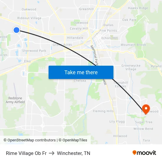 Rime Village Ob Fr to Winchester, TN map