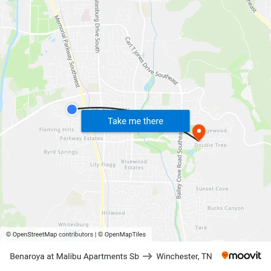 Benaroya at Malibu Apartments Sb to Winchester, TN map