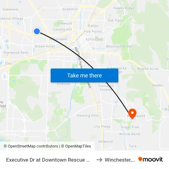 Executive Dr at Downtown Rescue Mission to Winchester, TN map