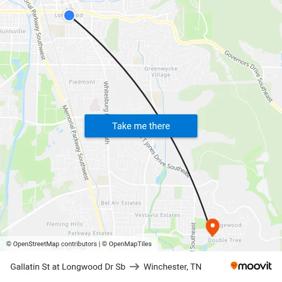 Gallatin St at Longwood Dr Sb to Winchester, TN map