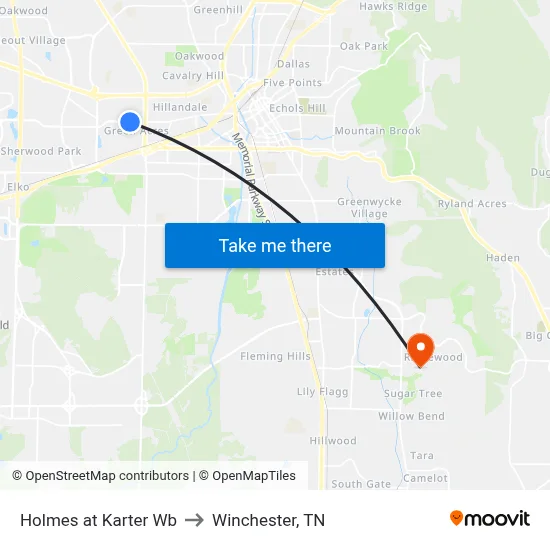 Holmes at Karter Wb to Winchester, TN map