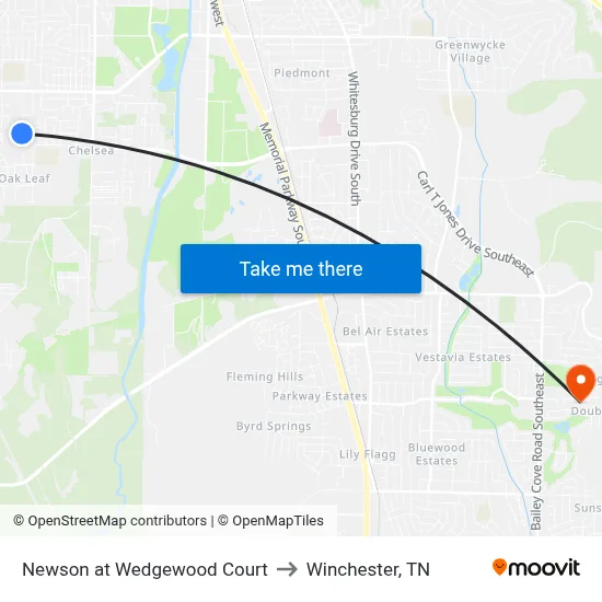 Newson at Wedgewood Court to Winchester, TN map