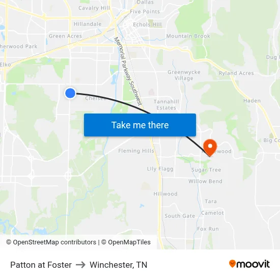 Patton at Foster to Winchester, TN map