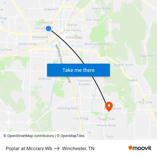 Poplar at Mccrary Wb to Winchester, TN map