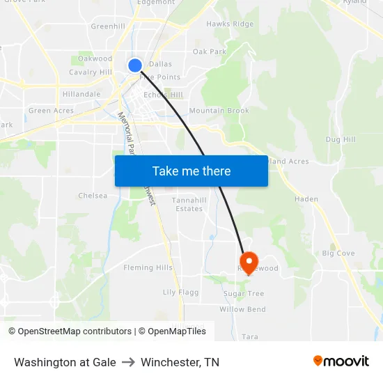 Washington at Gale to Winchester, TN map