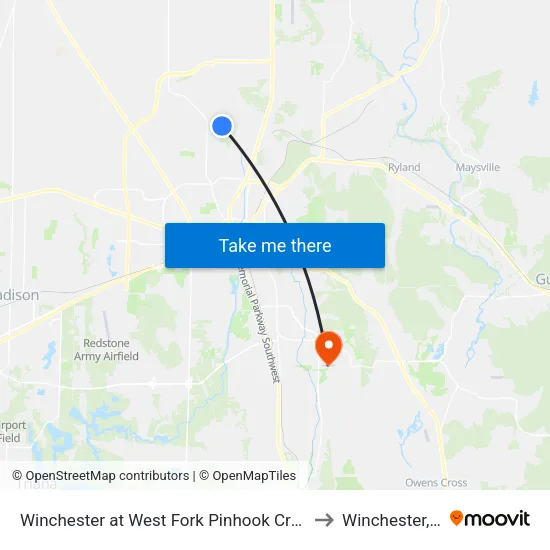 Winchester at West Fork Pinhook Creek Wb to Winchester, TN map