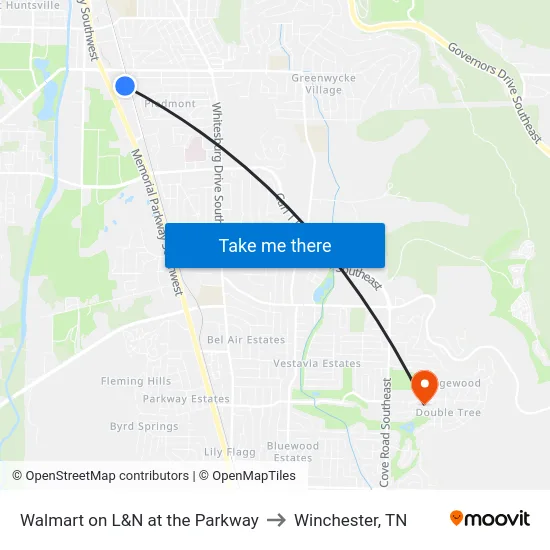 Walmart on L&N at the Parkway to Winchester, TN map